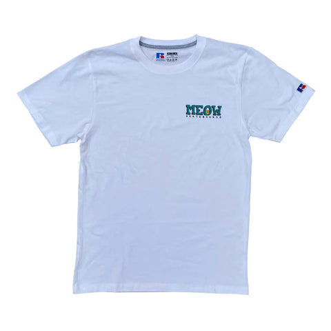MEOW X RUSSELL BAR LOGO WHITE T LARGE